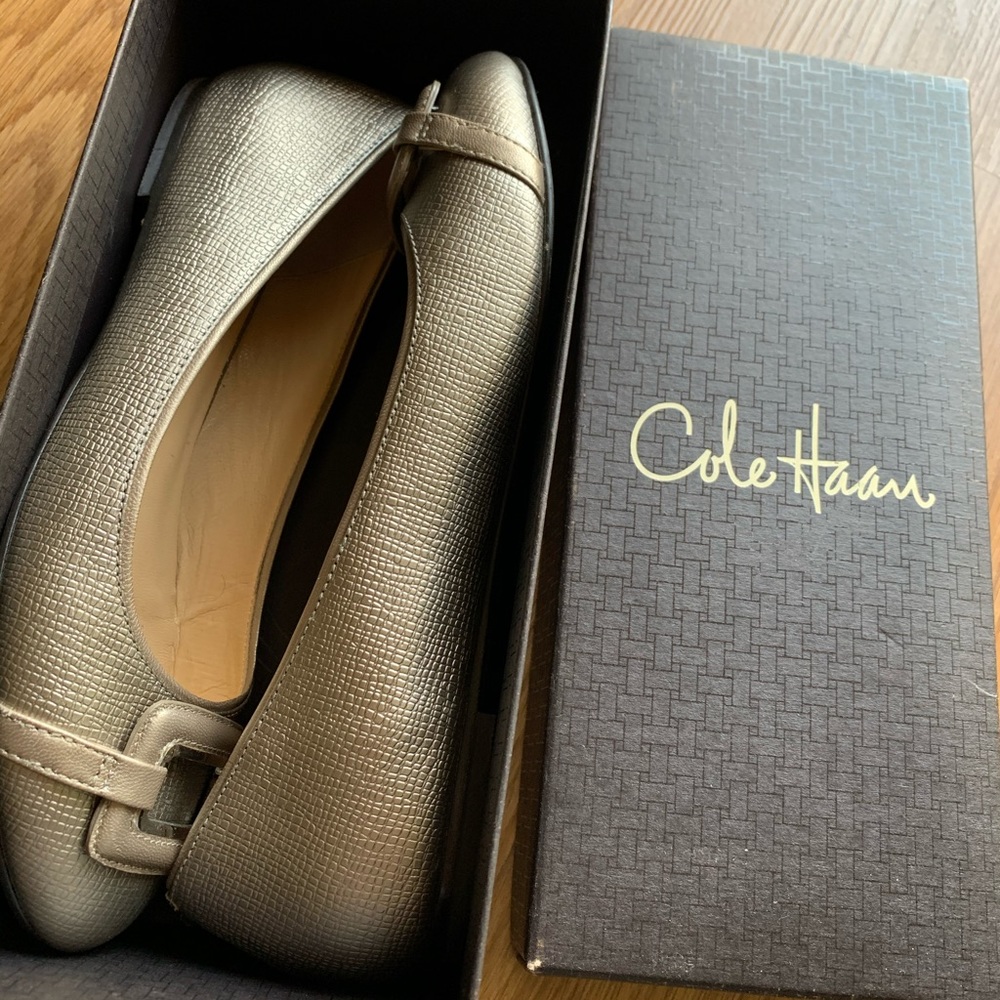 Cole Haan Nike Air Silver Leather Ballet Flats